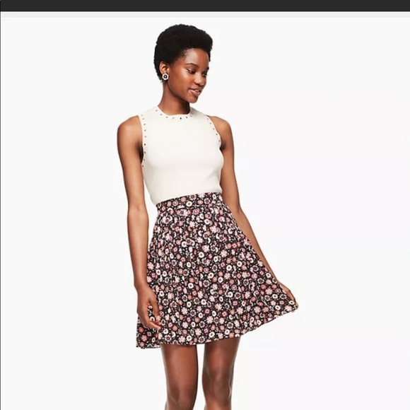 KATE SPADE SHADOW BUDS PLEATED SKIRT SIZE 10 NWT - Picture 2 of 16